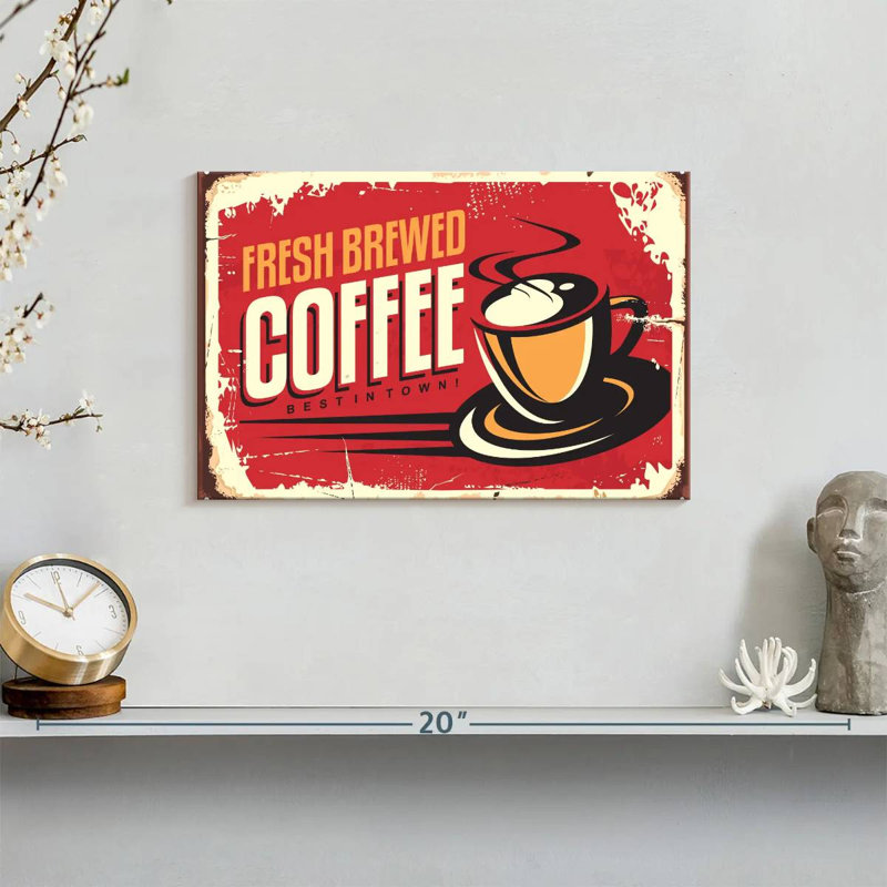Plaque murale «Fresh Brewed Coffee», H 8 po x l 12 po