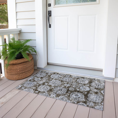 Tapis intérieur / extérieur floral Ivany 