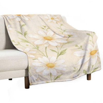 Jeté en flanelle Daisy Flowers (1)