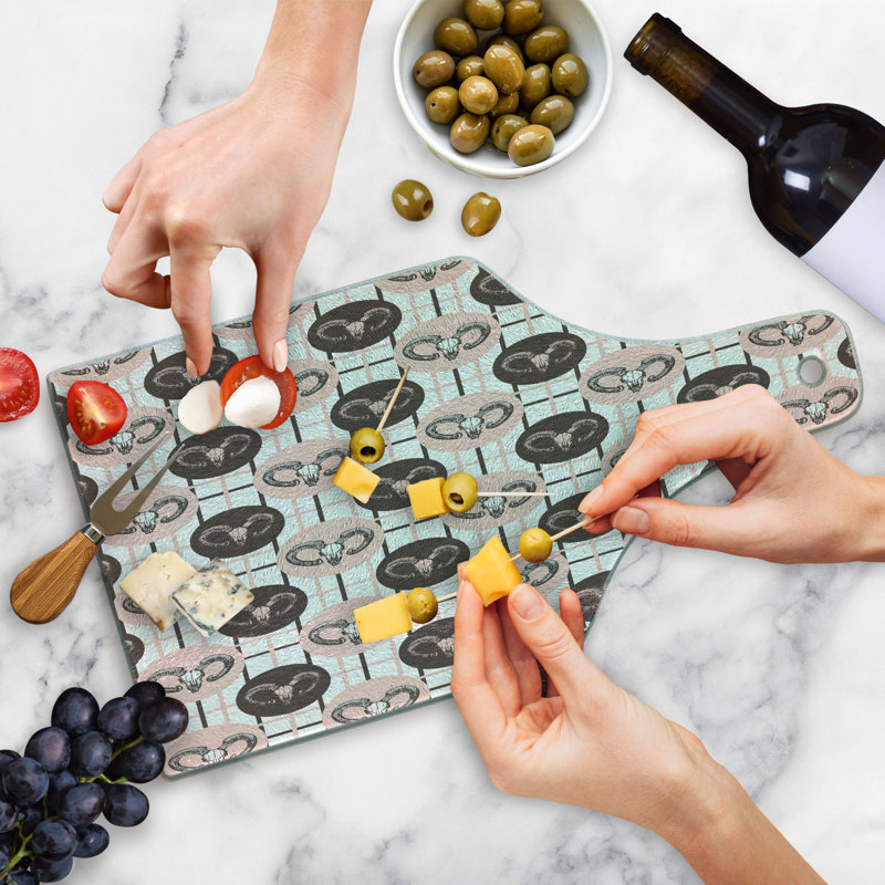 Goat Patterned Tempered Glass Rectangular Cutting Board