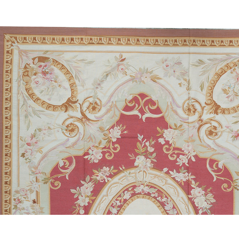 Hand-Knotted High-Quality Red and Beige Area Rug