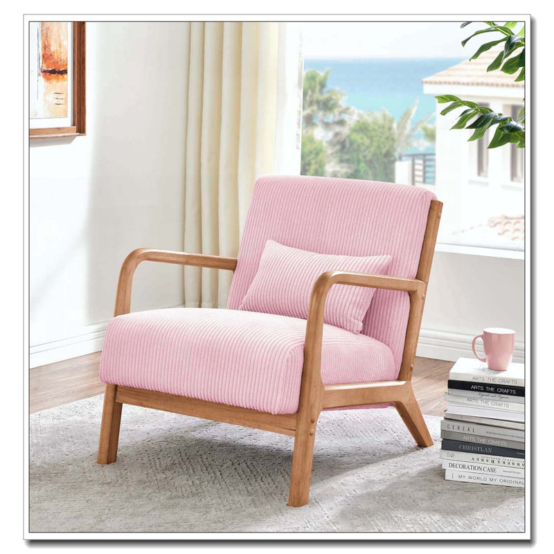 Wooden Lounge Chair, Pink