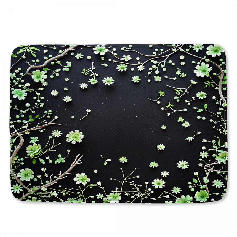 Tapis de bain floral, L 24 po x L 17 po