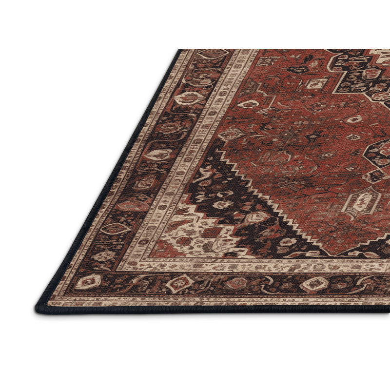 Tapis brun lavable à la machine, Rond 7 pi