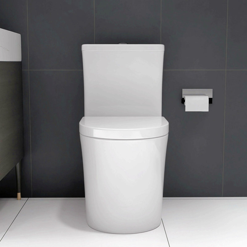 Petite toilette compacte une pièce à double chasse, profondeur courte de 23 pouces pour petite salle de bain, blanc