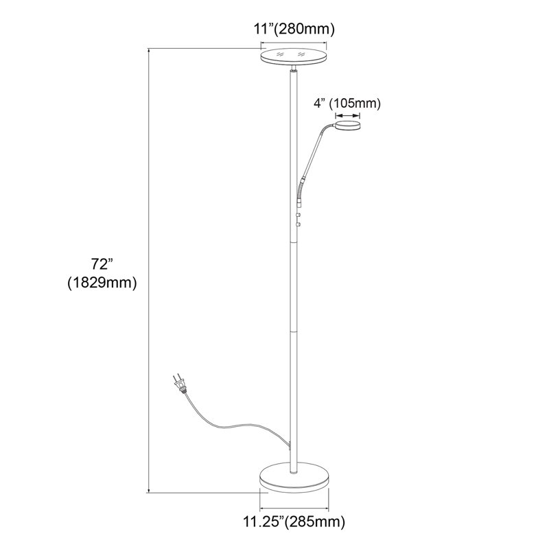 Lampe torchère sur pied à DEL 72 po Eldridge, Noir sableux