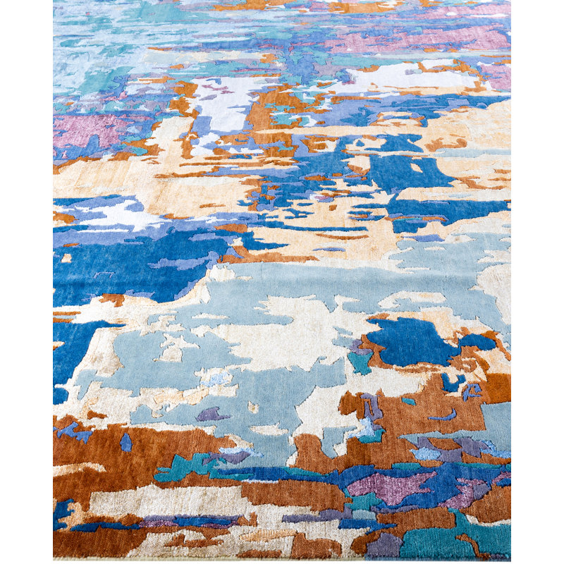 Overdyed One-of-a-Kind Rectangle 9'2" X 12'2" Hand Knotted Area Rug