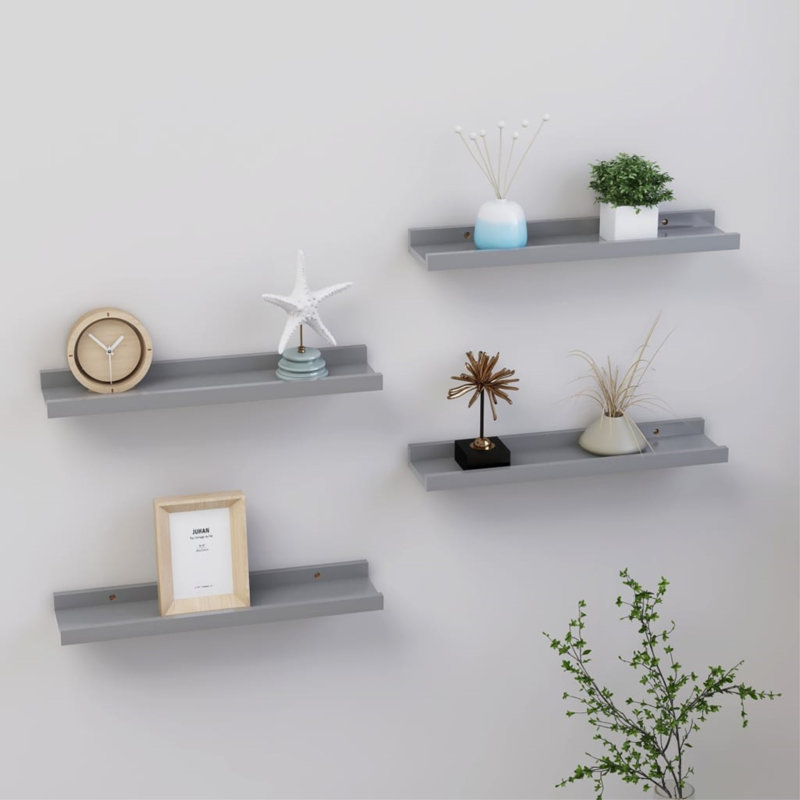 Floating Shelf, 1.2" H x 15.7" W x 3.5" D, Gray