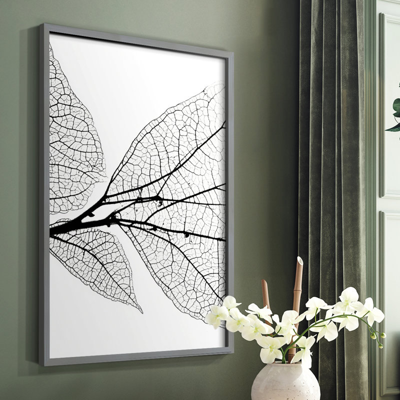 Imprimé floral encadré XXXIX - prêt à être accroché , Gris, H 14 po x l 11 po