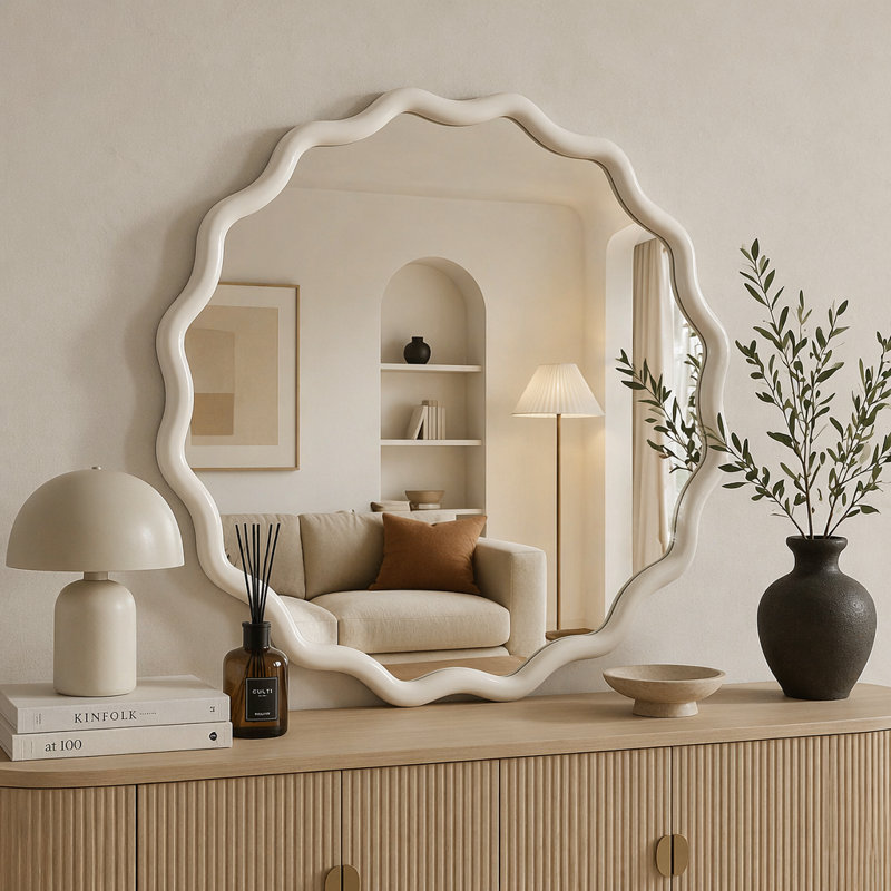 Miroir Wavy, Blanc, L 24 po