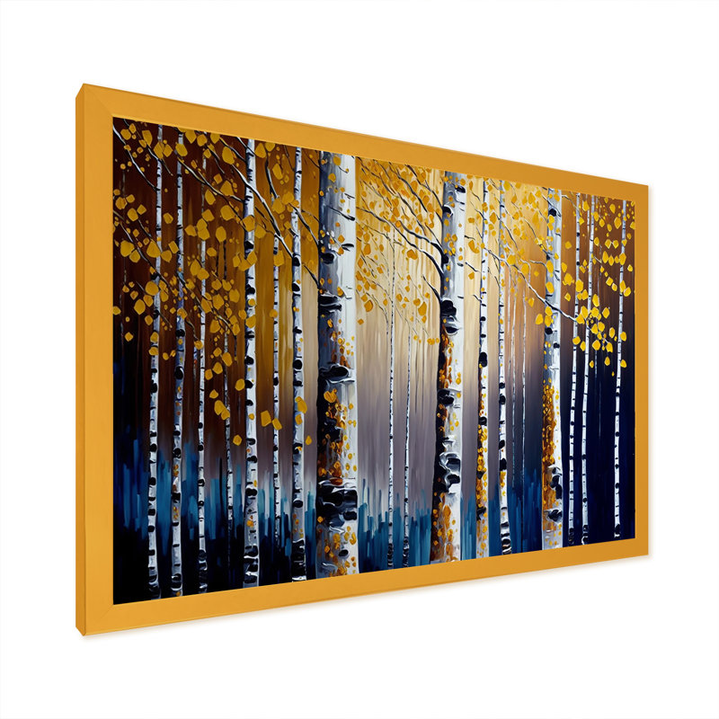 Into A Golden Birch Forest VII - Landscape, art mural sur toile, L 20 po x H 12 po, Impression dorée sur toile encadrée