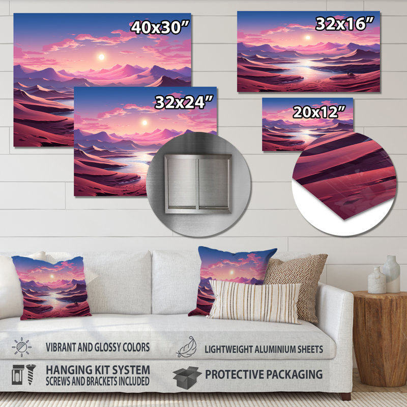 «Space Desert Dreamscape», art mural en métal, H 30 po x l 40 po x P 1,5 po