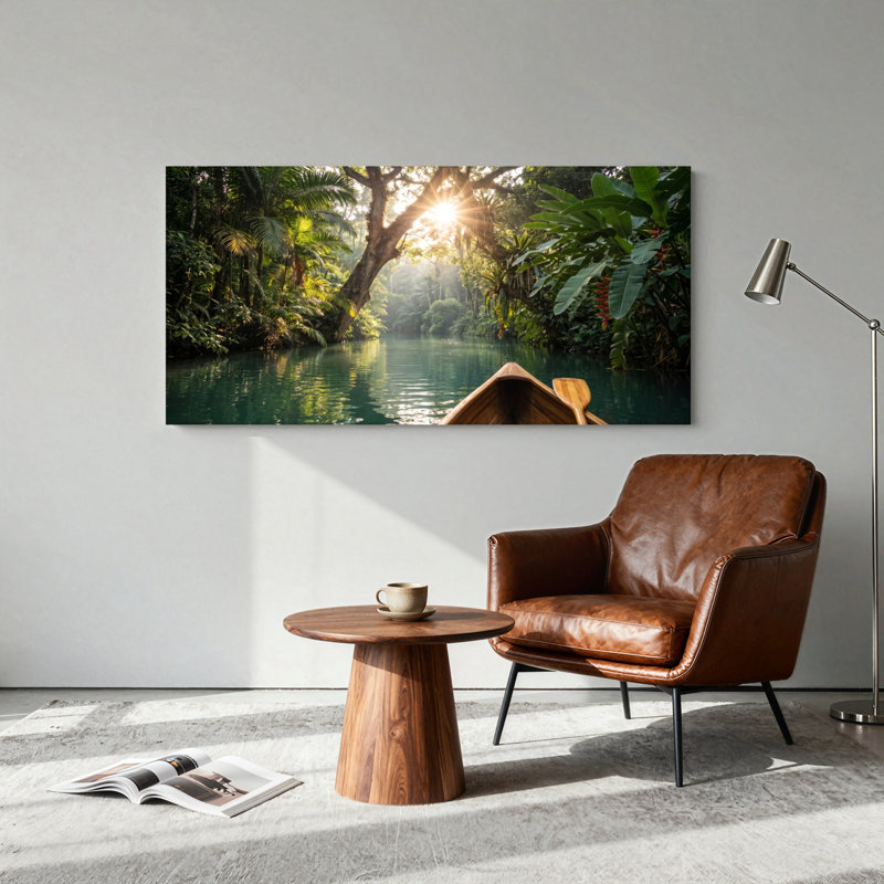 Ensemble de 1 tableau sur toile Jungle River, L 40 po x H 20 po, Toile tendue