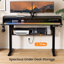 Bureau électrique debout, réglable en hauteur, avec espace de rangement, bureau de jeu debout avec bande lumineuse à DEL, adapté pour le bureau à domicile et les jeux, poste de travail assis / debout.-472598526-472598522