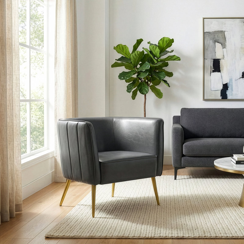 Fauteuil l 27,25 po Gothurd, Similicuir gris