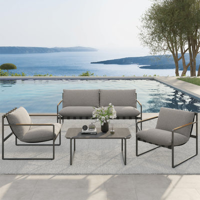 Brett Modular Gray All-Steel Webbing Sofa Set Of 4-Piece