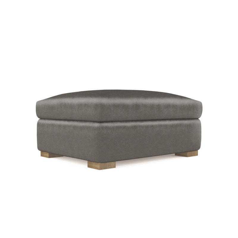 Crosby Ottoman, Plush Velvet Blue Print, Ebony
