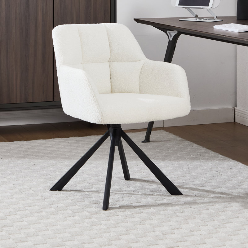 Almedin Task Chair, Beige Faux Fur
