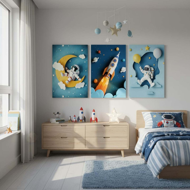 3 Piece Wrapped Canvas Print, 40cm H x 90cm W