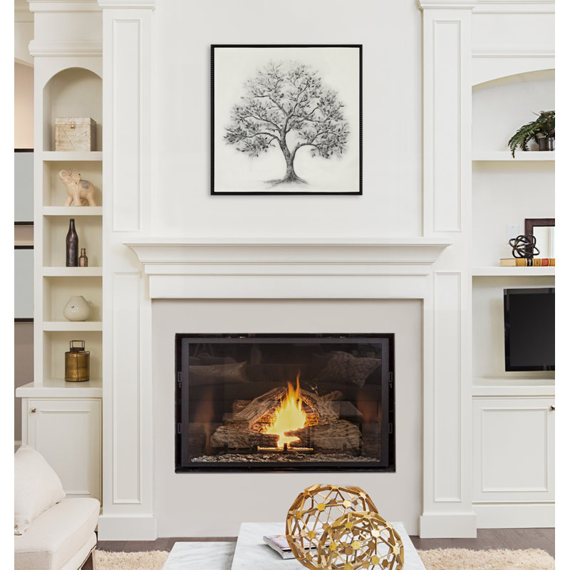 «Traditional Tree Linen Textured» par The Creative Bunch Studio, reproduction d'art sur toile encadrée
