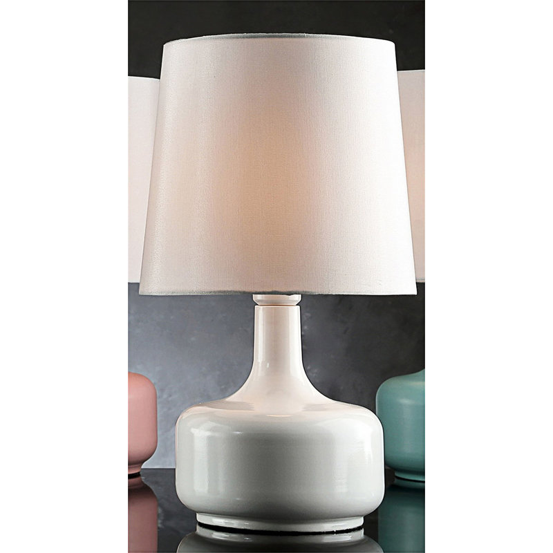 Lampe de table de style Mid-Century avec commande tactile à 3 voies et abat-jour cloche texturé