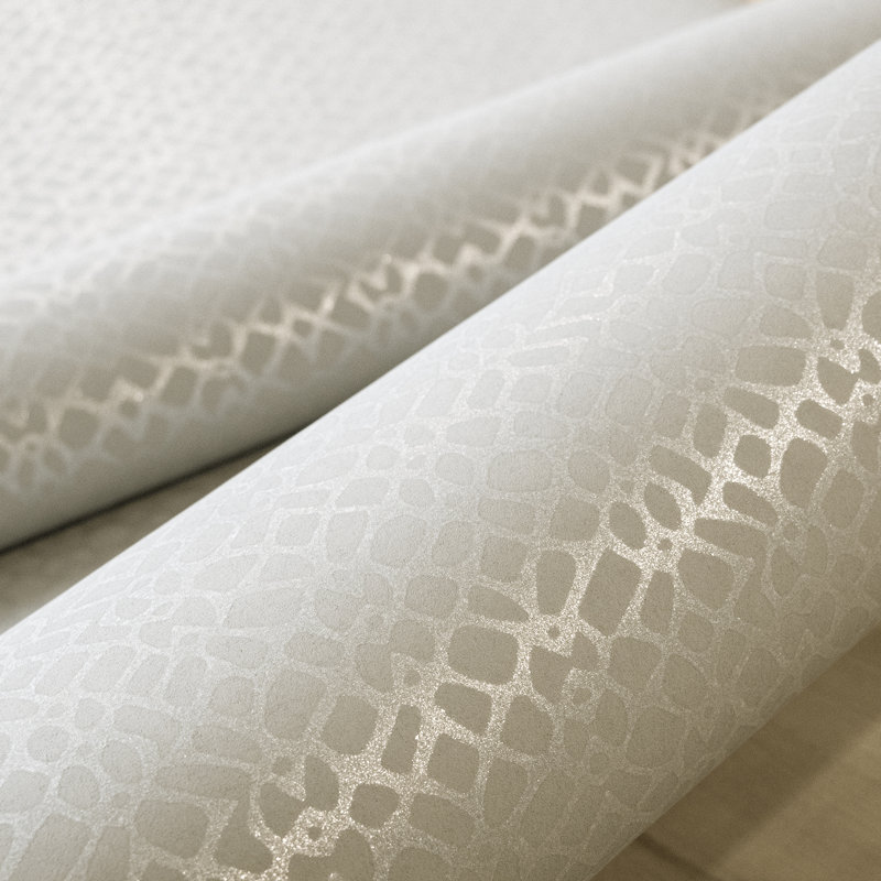 Slow Living Metallic Geometric Motif Wallpaper Roll, Rosy Gray