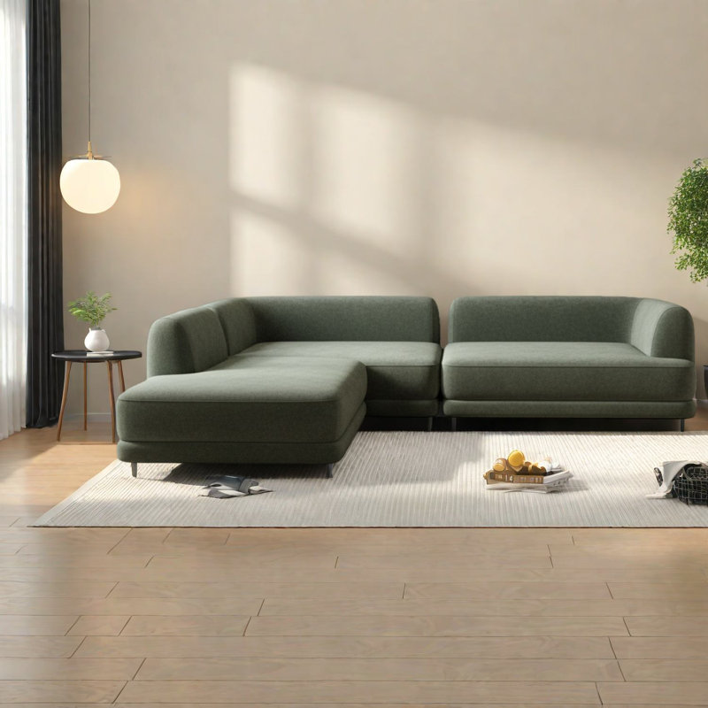 Ensemble de canapé modulaire moderne spacieux, mousse éponge verte haute densité, confort de salon