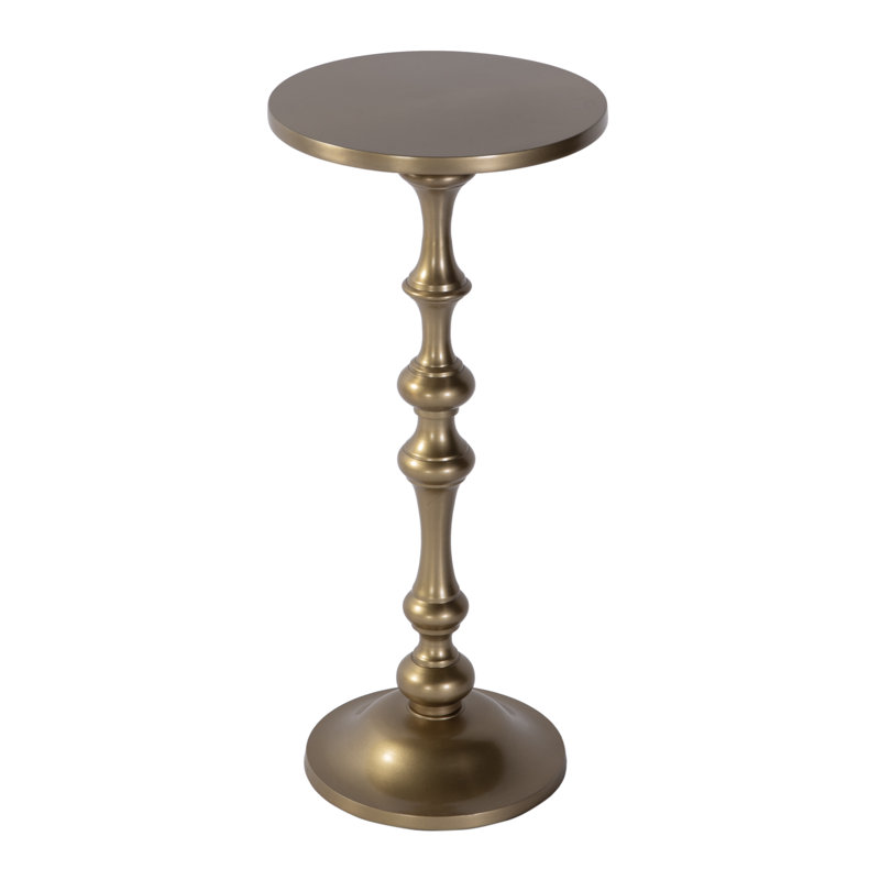 Passeo 10 in. W Round All Metal Pedestal Base End Table, Gold
