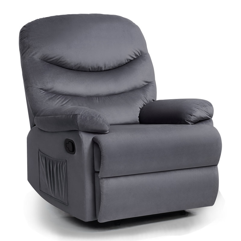 Fauteuil inclinable de cinéma maison manuel de 34 po de largeur, Gris / velours bleu