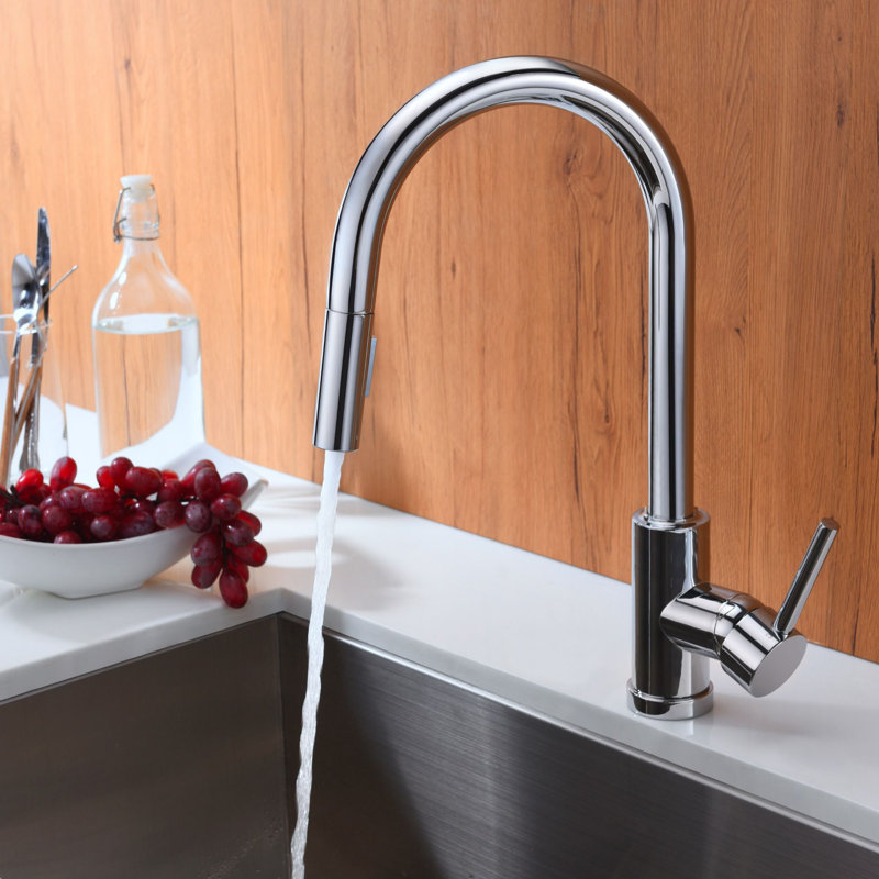 Single Handle Two Modes Pull-down Kitchen Faucet, Chrome