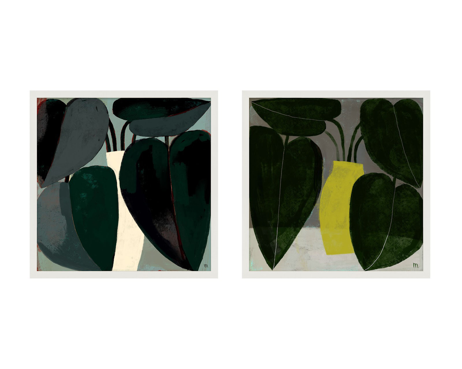 Plant "Plant" 2-Piece Painting Set, 44" H x 44" W, White