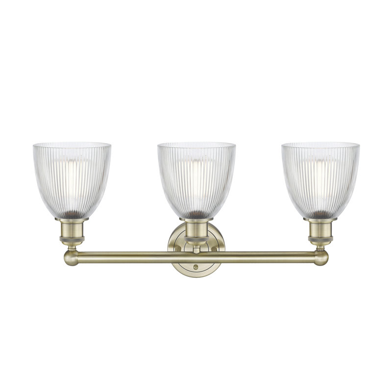 Éclairage pour meuble-lavabo 3 lumières 24 pouces Philomene, Transparent, Laiton antique