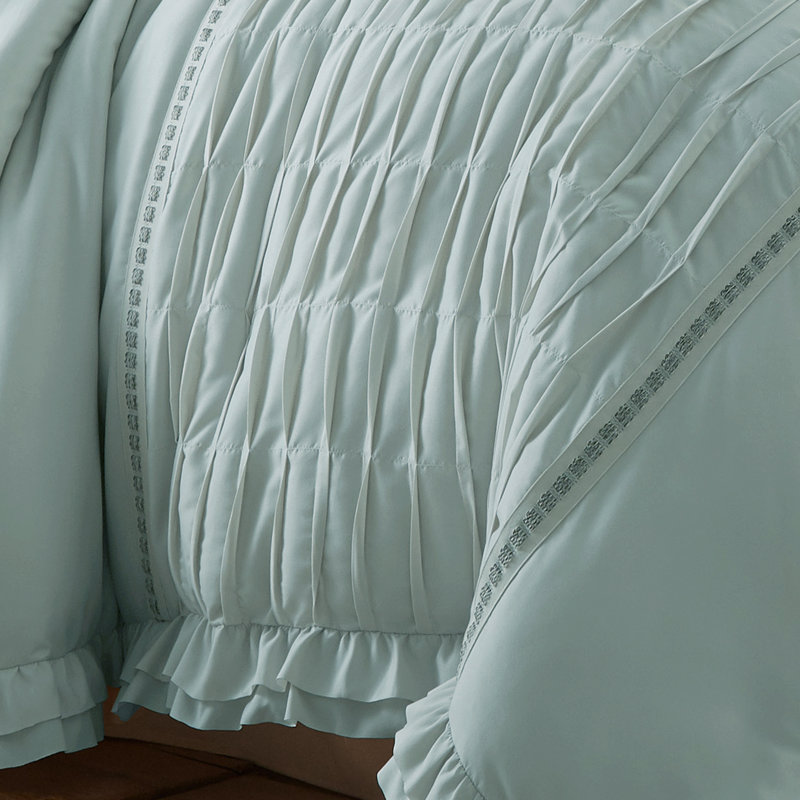 Modern Threads Antonella 8-Piece Pleated Comforter Set, Queen Comforter + 7 Additional Pieces, Blue