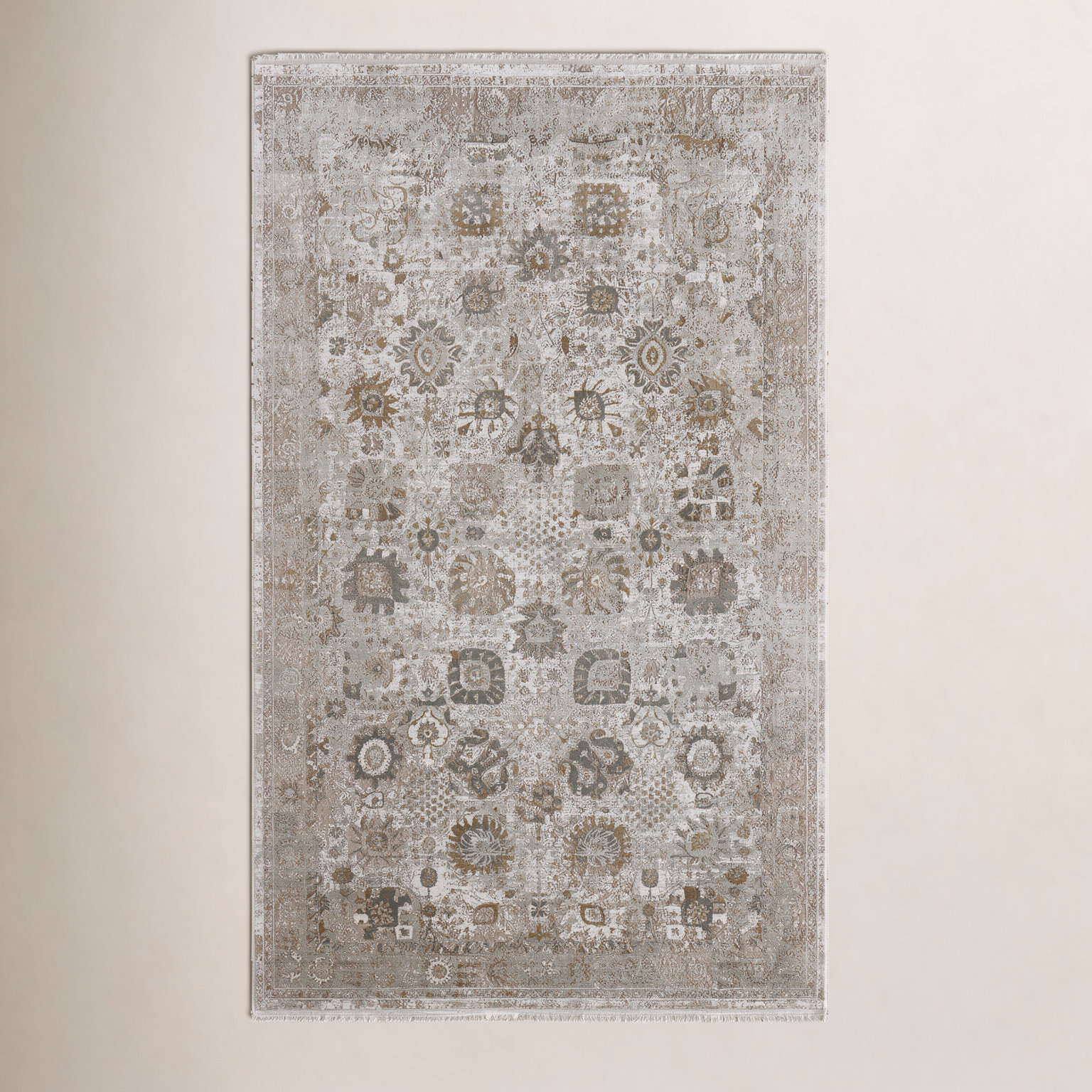 Ivory Traditional Floral Botanical Rug, Rectangle 13' x 20'