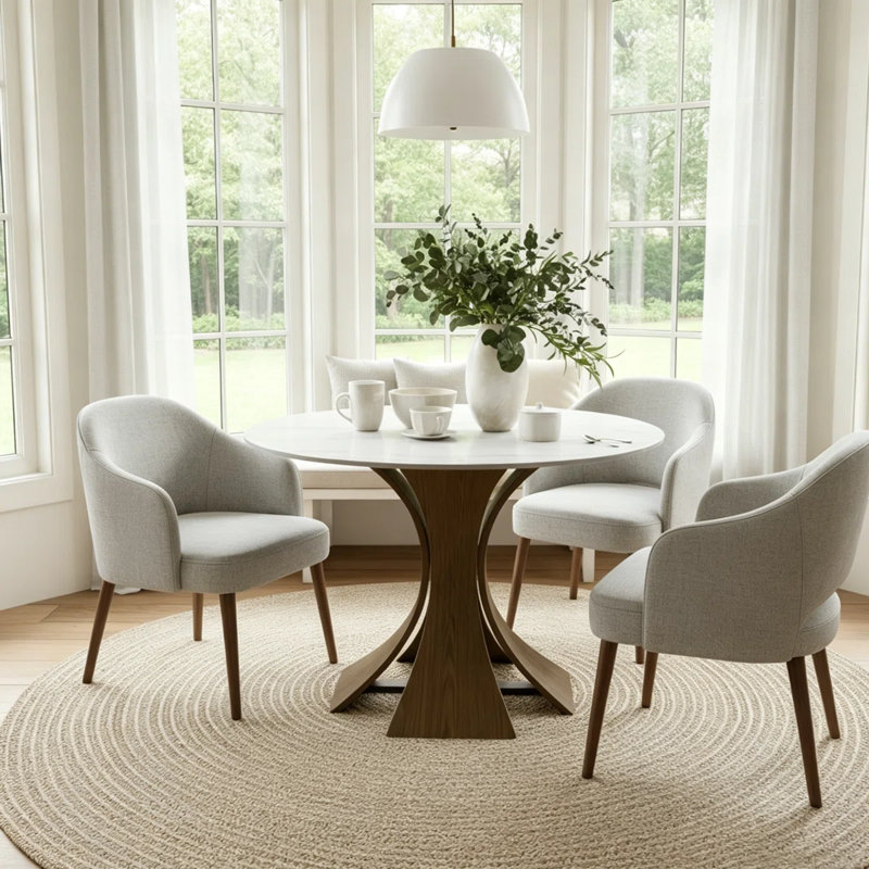Table de salle à manger ronde moderne 43 po Aversa, petite table de cuisine pour coin-repas, appartement, assemblage facile en 1 étape
