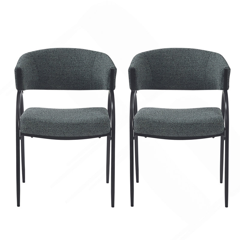 Chaises de salle à manger rembourrées avec pieds en métal (ensemble de 2), vert foncé et noir