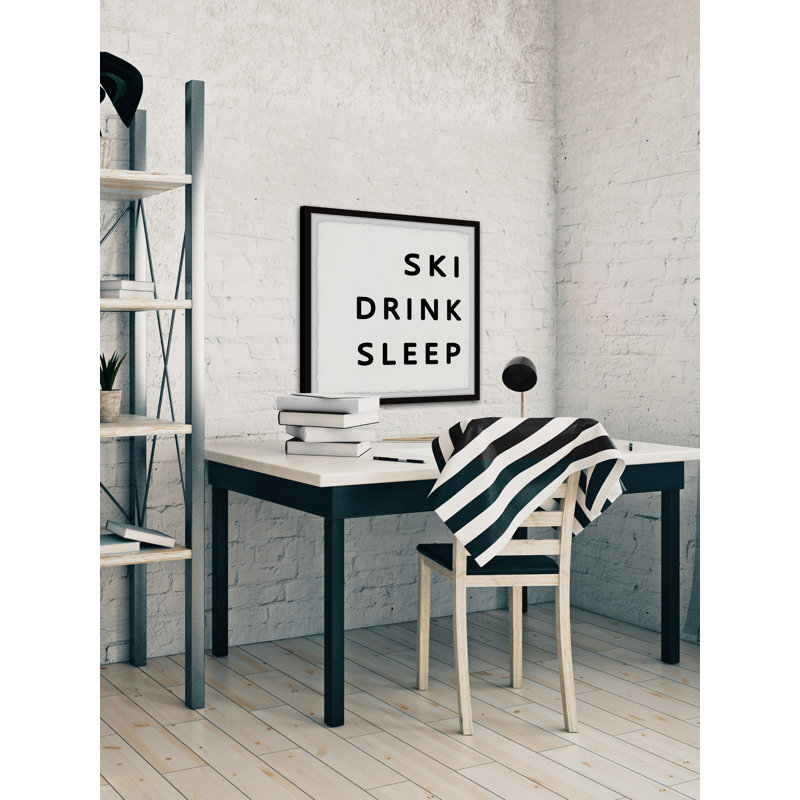 « Ski drink Sleep »-impression d’art textuel sur papier encadrée, H 12 po x l 12 po x P 1,5 po