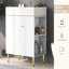 Meuble-lavabo de salle de bain avec lavabo en céramique et rangement à droite - boîte à tablettes blanche moderne 21,6 po-975929267