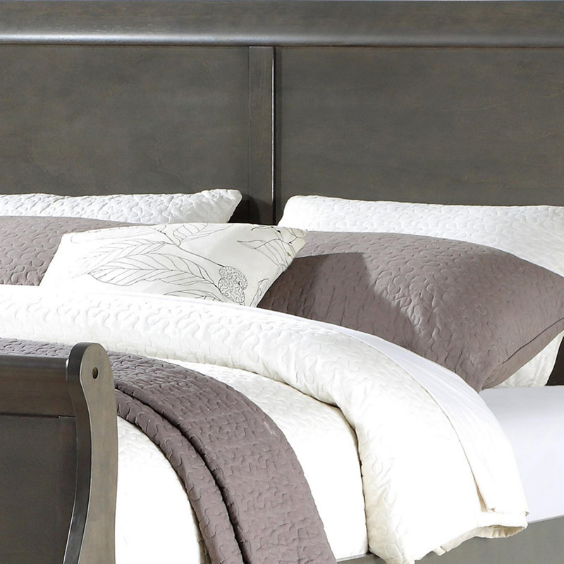 Amadis Wooden Sleigh Bed, King, Dark Gray