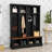 3-in-1 Hall Tree with 8 Hooks, Storage Shelves and Bench-2139192457