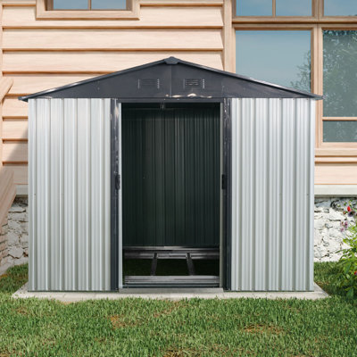 Remise de rangement extérieure 8 x 4 en métal blanc et noir