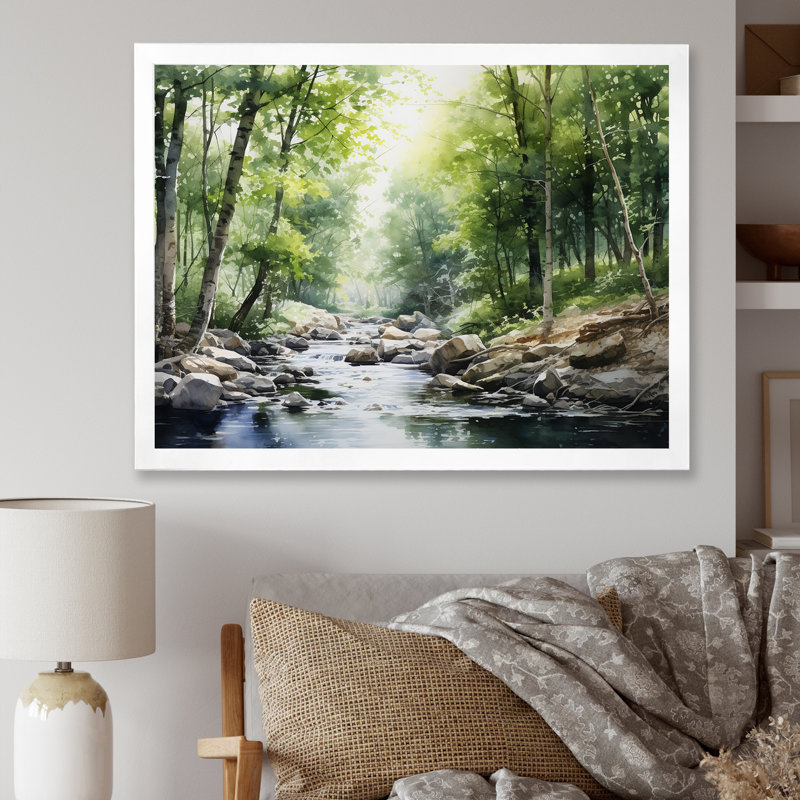 " River Forest Hidden Treasure Scenery II ", White Single Picture Framed, 12" H x 20" W x 1" D
