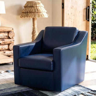 Faux Leather Swivel Armchair