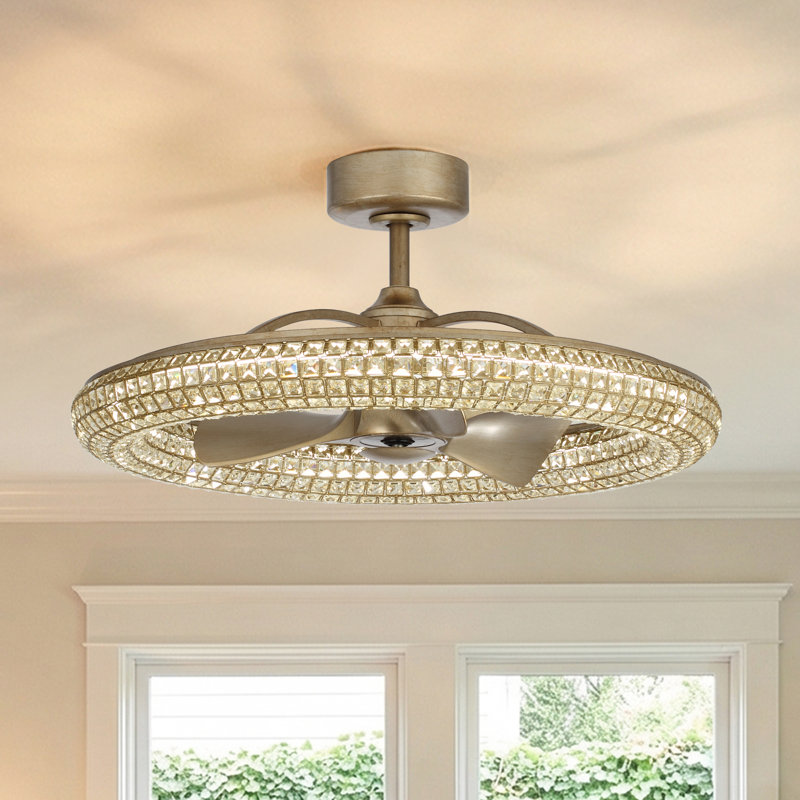 33'' Crystal Caged Ceiling Fan with LED Lights and Remote Control