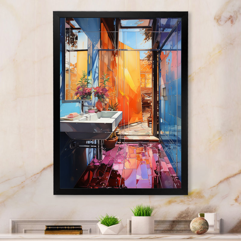 Lilliann Bathroom Abstract Reflections I, reproduction d'art sur toile, Cadre photo noir, H 20 po x l 12 po x P 1 po