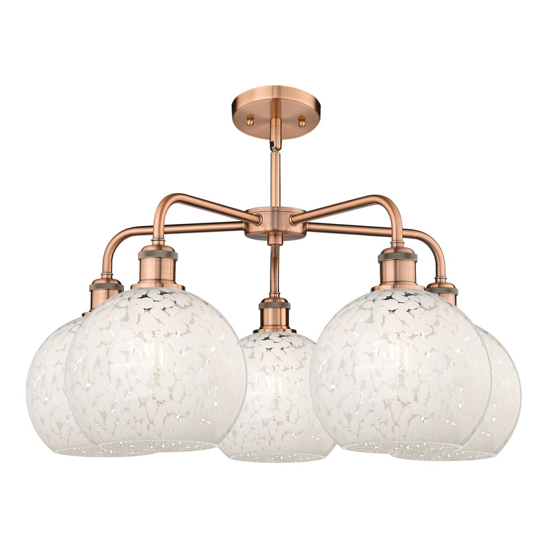 Bellagrace 5 - Light Dimmable Globe Chandelier, Antique Copper, 15.5" H x 26" W x 26" D