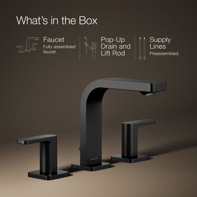 Parallel™Widespread Bathroom Faucet, 3-Hole Two Lever Handle Bathroom Sink Faucet, 1.2 GPM, Matte Black, 1.2 GPM
