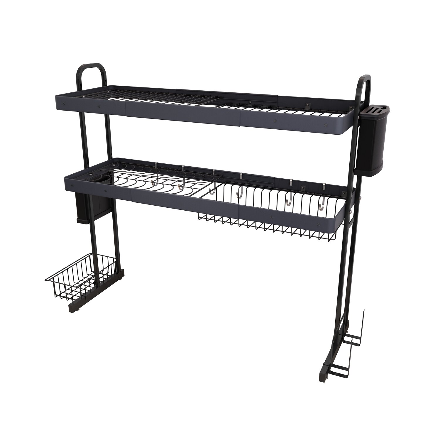 boosiny Over Sink Dish Drying Rack, Boosiny 2 Tier Stainless Steel Large  Expandable Kitchen Rack (27.5'' - 33.5''), Adjustable Length