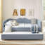 Lit de jour double, lit de jour rembourré en vichy équipé d'un cadre de lit gigogne escamotable et d'une poche de rangement latérale, canapé-lit multifonctionnel en bois massif pour chambre d'enfant et chambre d'amis - bleu-2113586592-2113586595