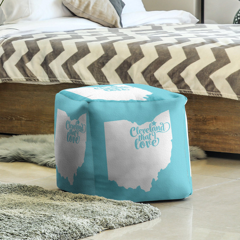 Repose-pieds cube cleveland ohio, Bleu sarcelle